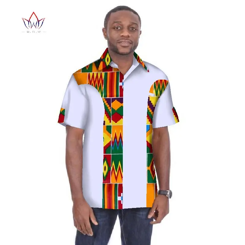 Традиционная Мужская африканская одежда мужские рубашки с коротким рукавом Дашики Мужская африканская рубашка с принтом размера плюс мужская одежда 6XL BRW WYN05 - Цвет: 10