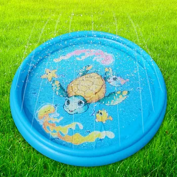 

Kids Splash Play Mat Inflatable Double-layer Turtle Summer Sprinkle Sprinkler Playmat for Children Outdoor Water Toy 150cm