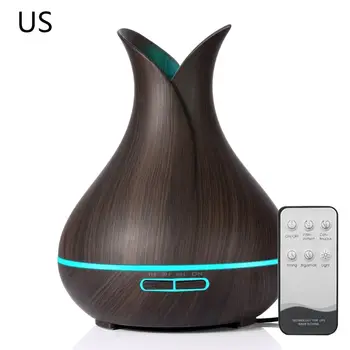 

400ml Aroma Diffuser Essential Oil Ultrasonic Air Humidifier Wood Grain 7 Color Changing LED Lights for Home Office