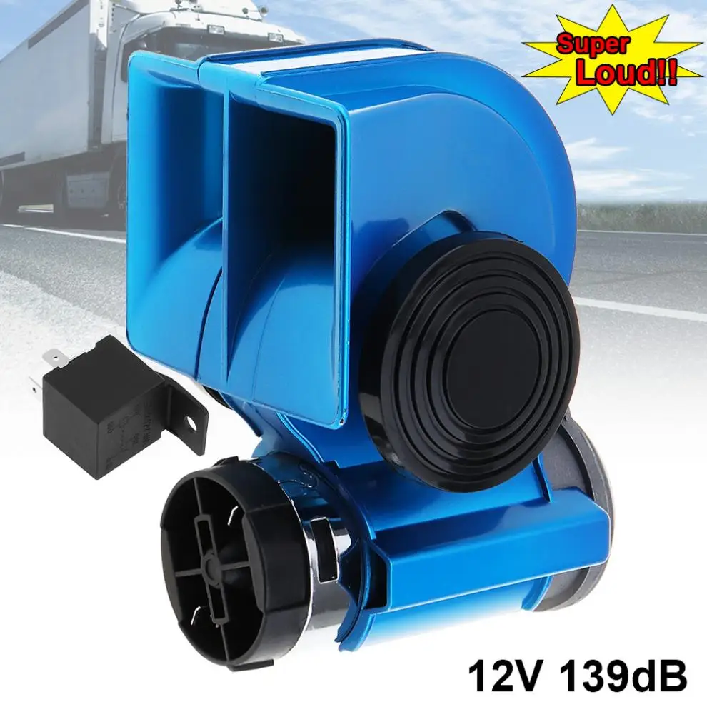 12V 139dB громкий автомобильный лак синяя Улитка Компактный двойной воздушный рожок