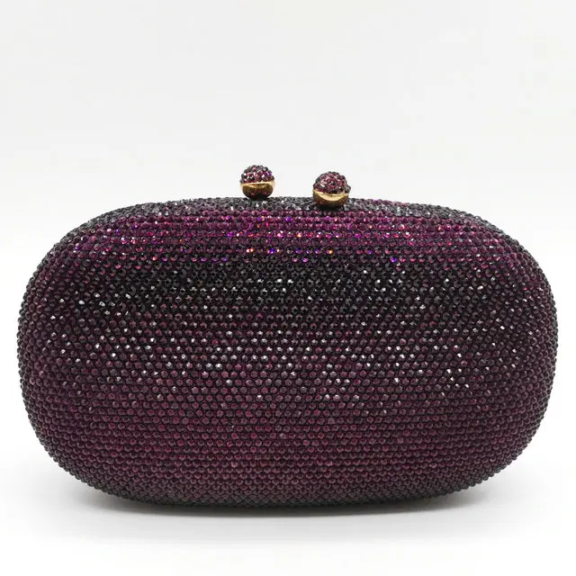 Фиолетовый Boutique De FGG элегантные женские фиолетовые вечерние сумки с бриллиантами, свадебные вечерние сумочки и сумочки с кристаллами - Цвет: Фиолетовый