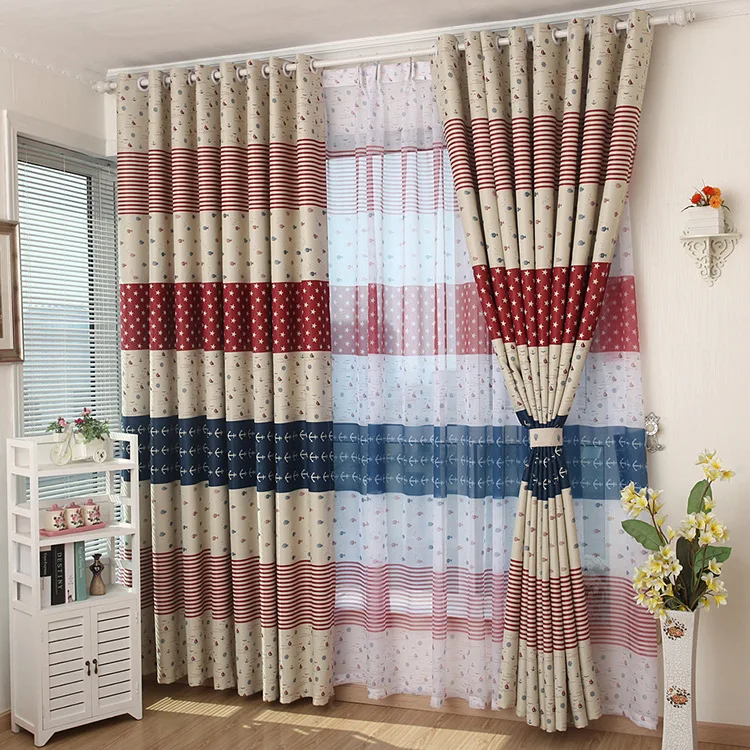 

Nordic Cartoon Small Fish Print Curtain High Shading Blackout Tulle Curtains for Living Dining Room Bedroom