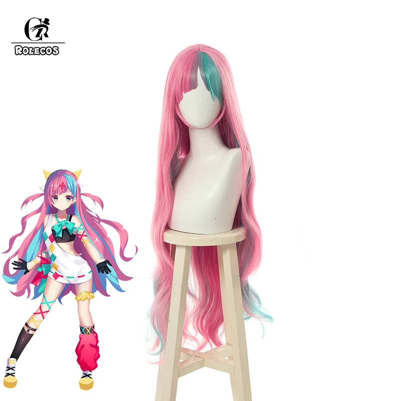 

ROLECOS Anime Virtual YouTuber Cosplay Hair Pinky Pop Hepburn Cosplay Long Pink Hair