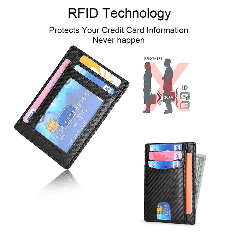 DIENQI Rfid мужской бумажник из углеродного волокна тонкие бумажники для карт тонкий
