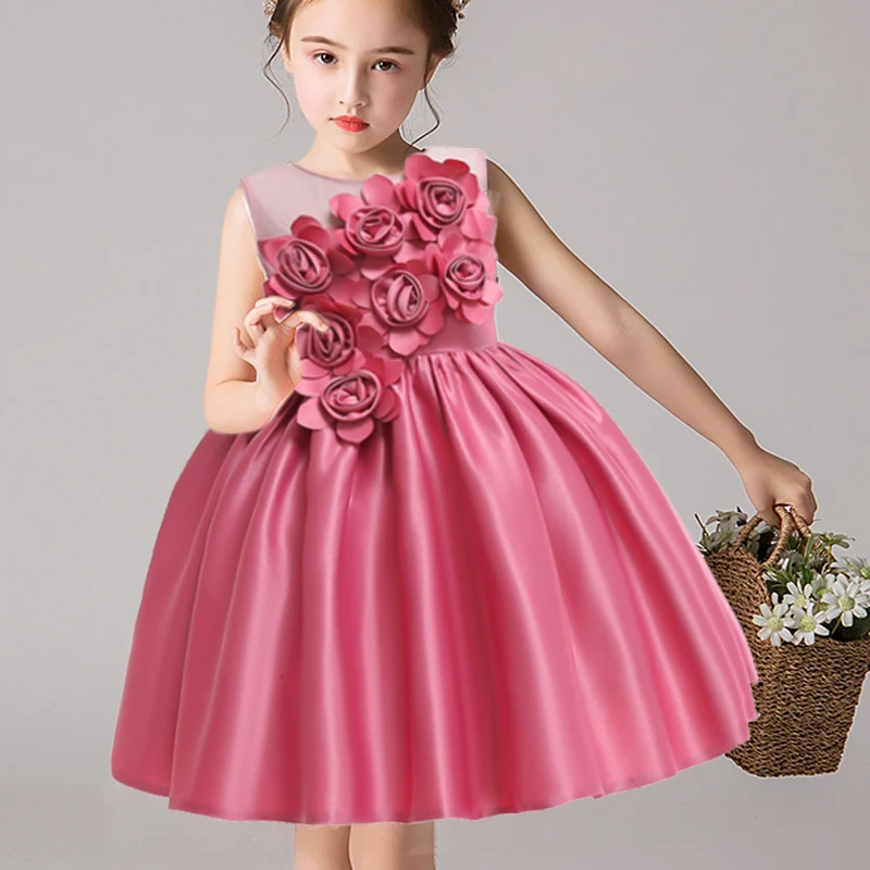

Flower Dress Adorable Solid Color Family Celebrations Wedding Girl Princess Dresses Party Elegance Mesh Vacation Party Dress
