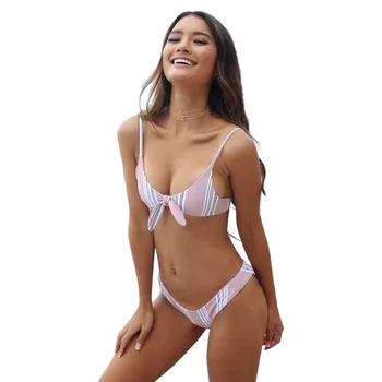 

Swimming Bikinis Set 2020 Sexy pink cute Striped Bikinis Women Swimsuit Swimwear Bathers Female Low Waist Biquini Low Waist