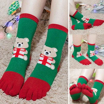 

2020 New Fashion Women Funny Cartoon Printed Toe Socks Cotton Five Fingers Socks Casual Soft Socks Women Christmas Sock