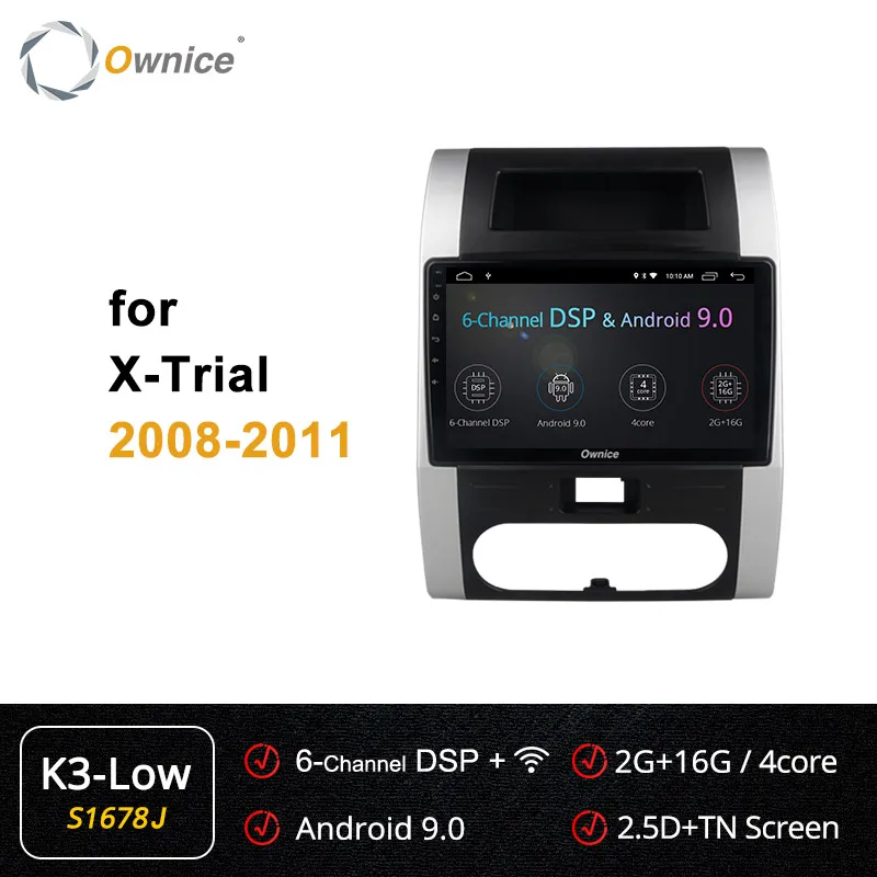 S1678 K3 LOW Ownice 2Din Восьмиядерный k3 k5 k6 для Nissan X-Trial 2008-2012 Android 9,0 4 Гб ram автомобильный Радио стерео DSP 4G LTE SPDIF gps навигация - Цвет: S1678 K3 LOW