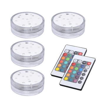 

New 4X 10 Led RGB Light Submersible Waterproof Party Festival Home Decors + 2 Remote