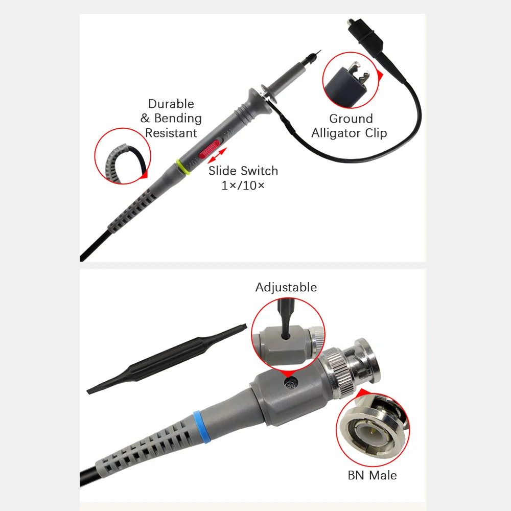 Oscilloscope Probe With Accessories Kit 100MHz Oscilloscope Clip Probes Oscilloscope Probe