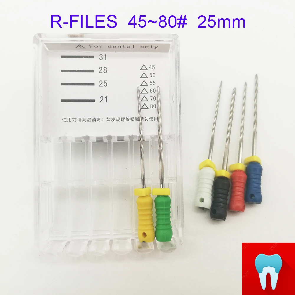 6 шт. 45~ 80#25 мм зубные ПроТейпер файлы корневого канала стоматолога материалы Стоматологические инструменты ручного использования из нержавеющей стали R файлы