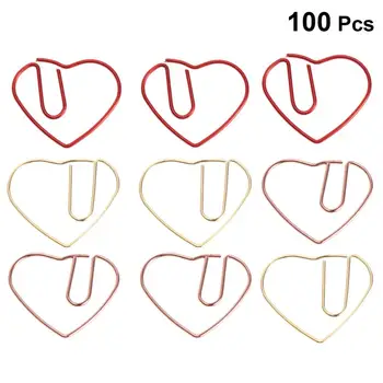 

100pcs Heart Shape Practical Creative Lovely Durable Paper Clips School Office Supplies Accessory