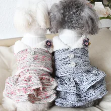 Милая пуговица зима маленький щенок платье принцессы Pet Cat юбка-пачка Собака Куртка для собак пальто собака породы чихуахуа толстовка одежда