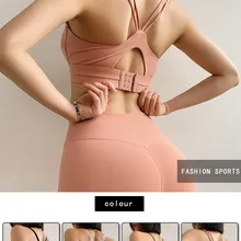 Регулируемая повязка, спортивный бюстгальтер для йоги, однотонный розовый фитнес-жилет, красивое Спортивное нижнее белье на спине, бюстгальтер для йоги тренажерного зала, Топ для женщин