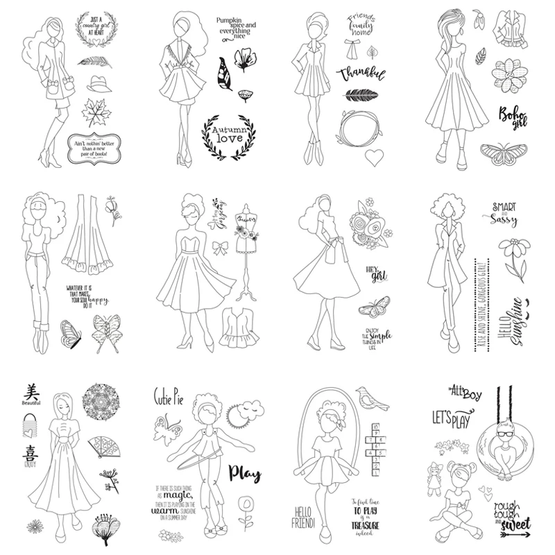 Fashion Dolls Stamp Set Various Dolls Girls Silicone Clear Stamps Stamps for DIY Scrapbooking Crafts Cards Making New