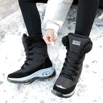 

Women's Winter Snow Boots Keep Warm Mid-Calf Boot Women's Outdoor Cotton Shoes Women With Fur Winter Ladies Sneakers Lace-Up