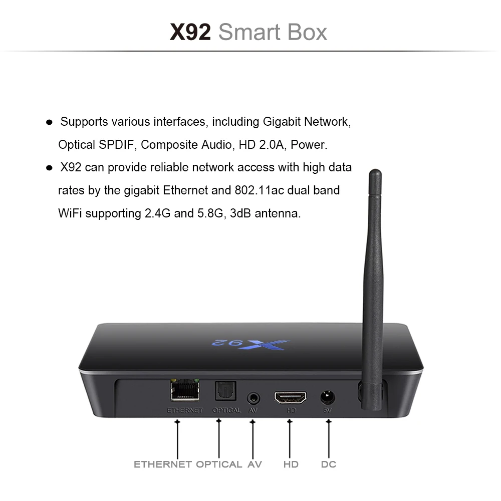 High Quality X92 Android Box 4K Amlogic S912 3GB 32GB Smart TV Box Octa Core with 1 Year IPTV M3U Italia Sweden France Portugal