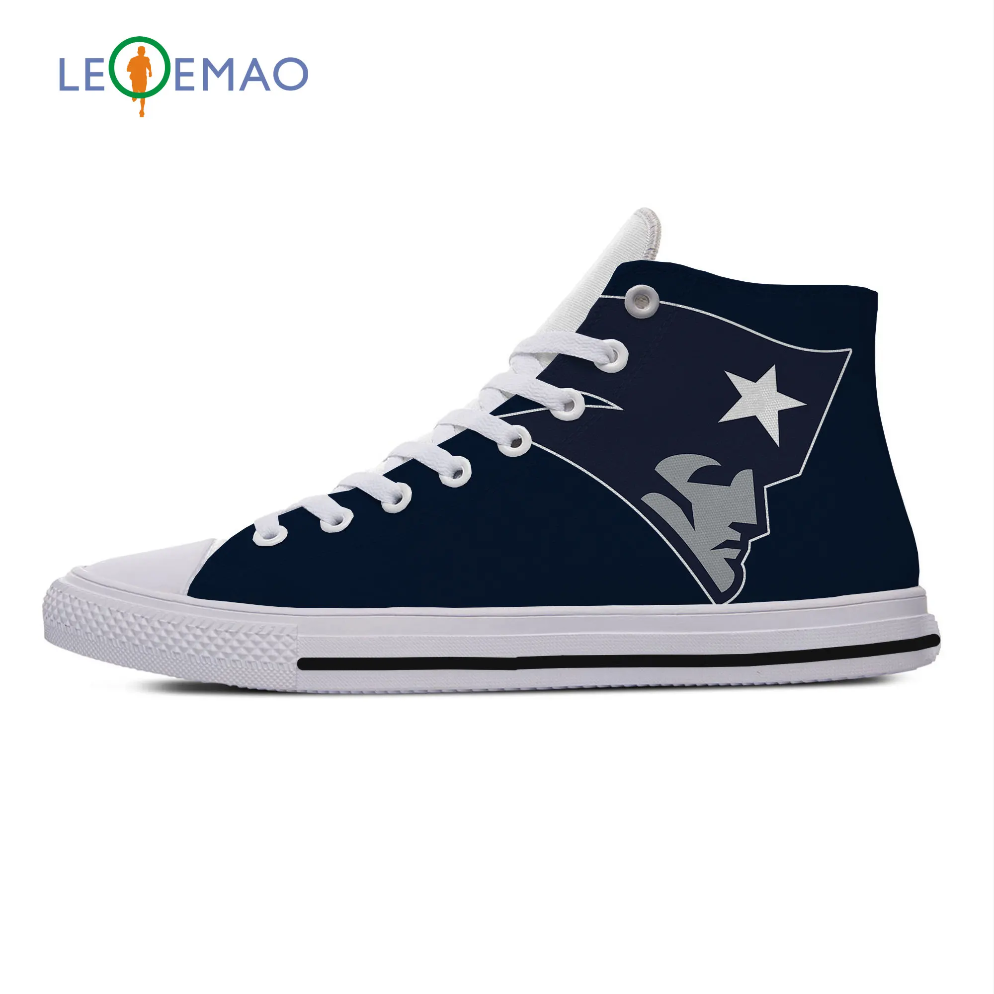 Customized Patriots Casual Canvas Shoes Independent Design New England Fans Style Male Breathable Custom of White Shoes