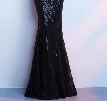 Черный Вечернее платье с блестками Robe De Soiree вечернее платье с вырезом лодочкой и коротким рукавом для женщин длинное вечернее платье русалки F241-1 - Цвет: Черный