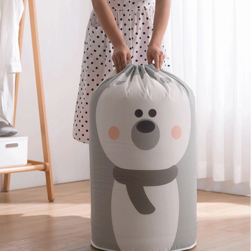 Cartoon Bear Collapsible Storage Bag Transparent Storage Organizers Clothes Blanket Baby Toys Basket Travel Suitcases Quilt Bags 2