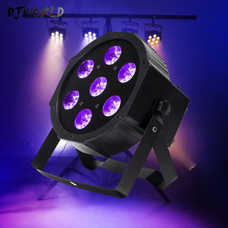 

7 LED Chip 18W Lamp Beads 7x18W Led Par Lights RGBWA UV 6in1 Flat Par led DMX512 Disco Lights Professional Stage DJ Equipment