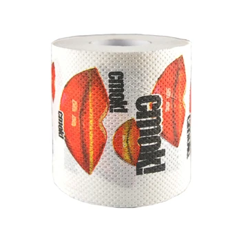 

2Rolls 25m/Roll Toilet Paper Roll Red lips Toilet Paper Roll Joke tissue paper home party supplies On Sale