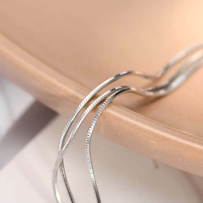 925 Sterling Silver 3 Layer Line Snake Bone Bracelets Korea Mori Style Temperament Bracelets for Women Trendy Girls Jewelry Gift