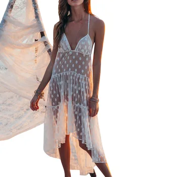 

Summer Dot Bikini Cover Up Womens Swimwear Beach Maxi Wrap Skirt Sarong Kimono Kaftan Dress Sundress