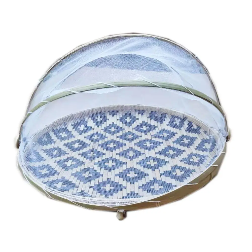 Круглый ручной работы бамбуковая корзина для хранения, анти-москитные колготки пыле корзина для хранения сетка фрукты лоток для овощей сушка держатель