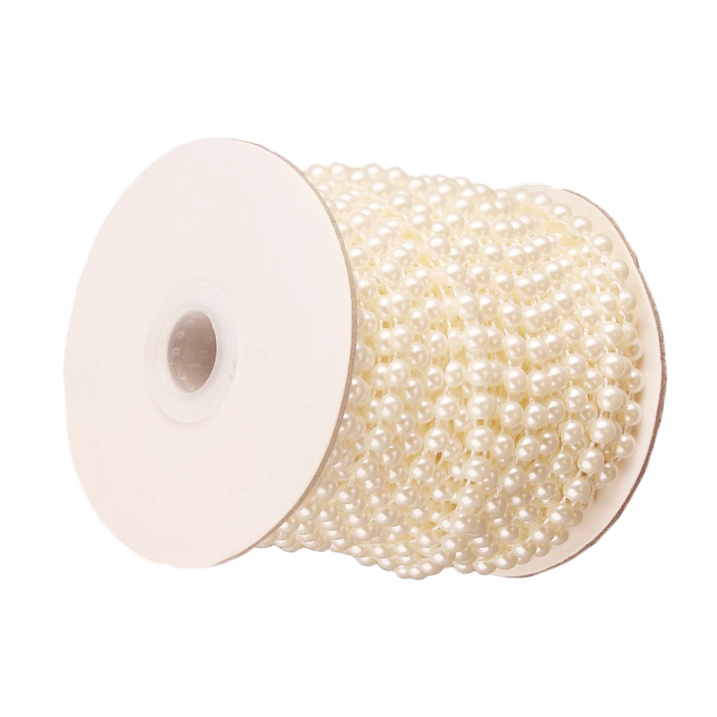 25M Roll Fishing Line Pearls String Beads Chain Garland Wedding Decoration Centerpieces ( Color : Beige )