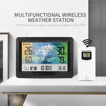 

LED Display Multicolor Digital Weather Forecast Waterproof Kitchen Prompt Automatic Wireless Weather Station Sensors Gift