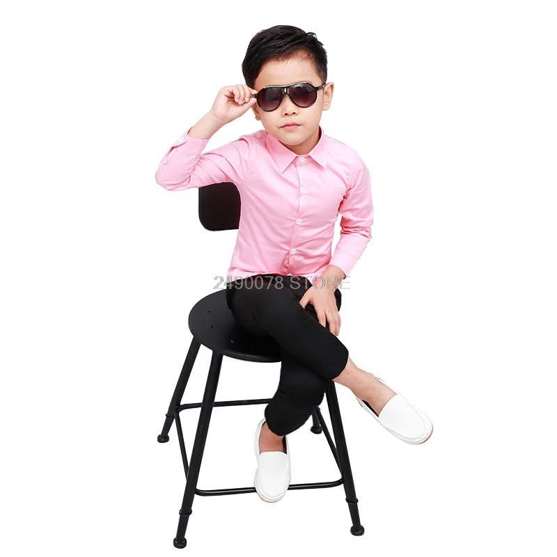 Shirts For Boys Brand Spring Autumn Kids Cotton Casual Shirts Children Blouse Clothing Boys Teenage Sports School Uniform