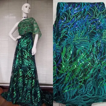 

newest muti color sequin Modern design French net lace fabric African sequins lace embroidery tulle lace fabric for party dress