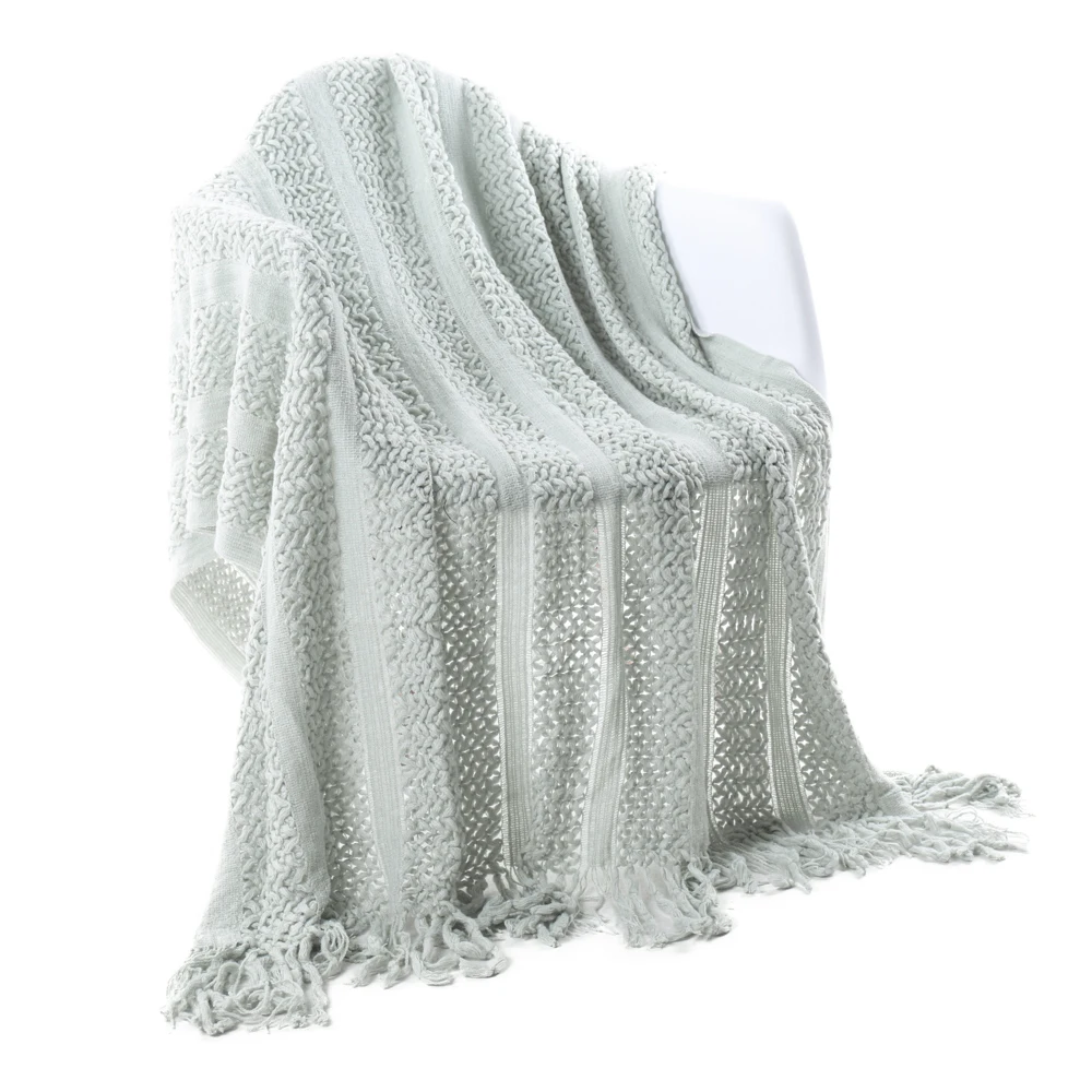 Battilo однотонное вязаное Сетчатое одеяло с кисточками, супер мягкое теплое разноцветное одеяло для дивана