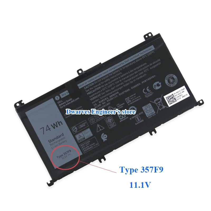 Оригинальный 74Wh 357F9 Батарея для Dell Inspiron 15(7559) 15 7559 7557 7566 7567 I7559 763BLK ноутбук 11 1