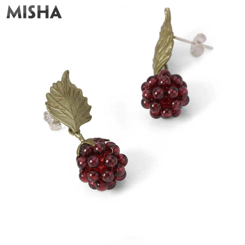 MISHA, Модные Ювелирные наборы для женщин, ожерелье, серьги, малиновый дизайн, ручная работа, гранат, ювелирное украшение, подарок на свадьбу, вечеринку, 02703