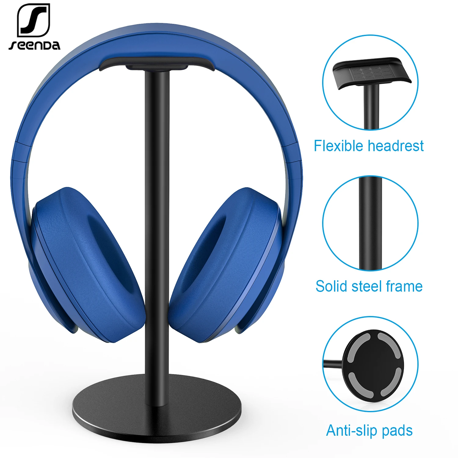 SeenDa Headphone Stand Headset Holder with Non slip Base Aluminum Metal Soft TUP Earphone Holder Gaming Headphone Rack
