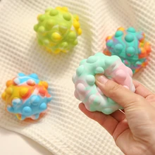 Boule à bulles en Silicone arc en ciel, jouet de décompression, soulagement de l'irritabilité, Mini balle à presser, jouet de Relaxation, Diversion autisme 