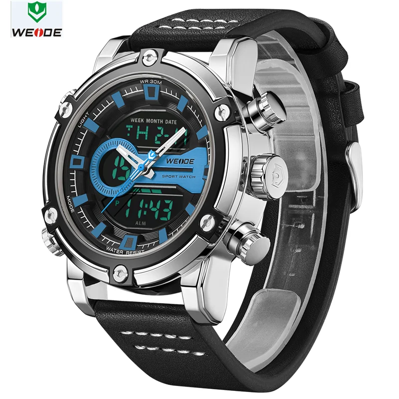 WEIDE часы европейские роскошные мужские спортивные Бизнес Кварцевые move Мужские t аналоговые lcd Цифровые Автоматические часы с датой и будильником мужские часы
