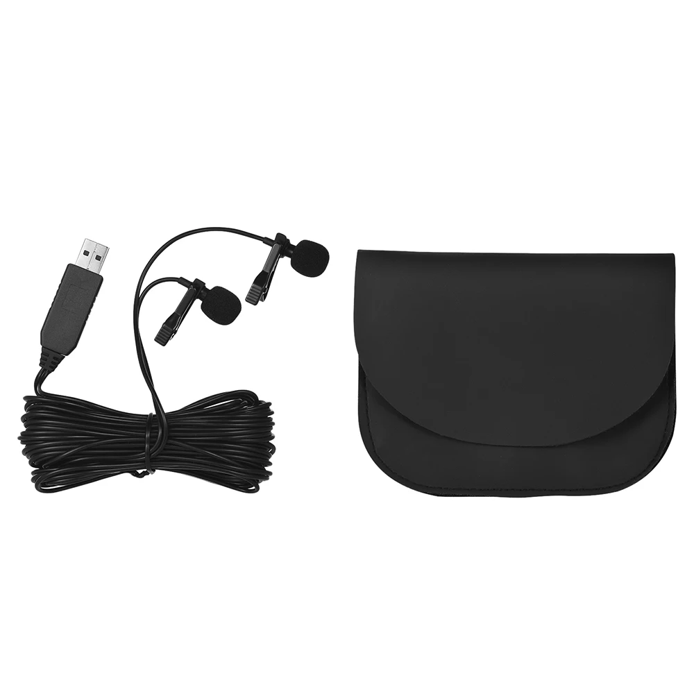 Andoer микрофон клип на запись видео и аудио Andoer USB Dual-head петличный нагрудный микрофон 1,5 м/5 футов