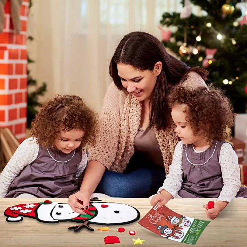 Fashion Creative Decoration Non-toxic Children Gift Mini Non-woven Diy Artificial Christmas Tree Snowman