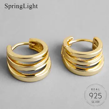 

Springlight New Arrivals Gold Color Multi-layer Three Circles Hoop Earrings 925 Sterling Silver INS Simple Female Gift Earrings