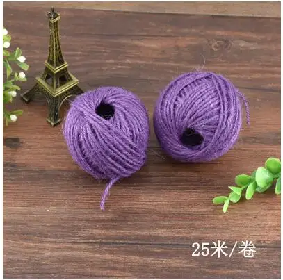 Фиолетовый 10 шаров* 25 м красочные шпагат украшения пеньковой веревки DIY ручной работы аксессуар натуральный окрашенный Лен нить для вязания крючком ремесло ZL5247 - Цвет: Фиолетовый