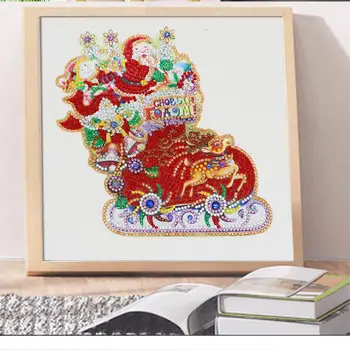 

5D DIY Special Shaped Diamond Painting Canvas Santa Bell Embroidery Mosaic Kits Christmas Household Wall Decoration