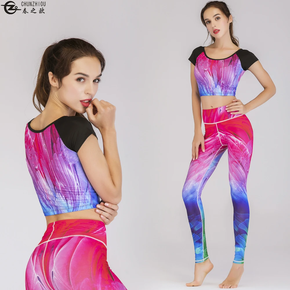 

Sexy New Starry Sky Yoga Set Running Sport Suit Women Tracksuit Fitness Gym Sportswear Leggings Tight Ladies Sports Clothing