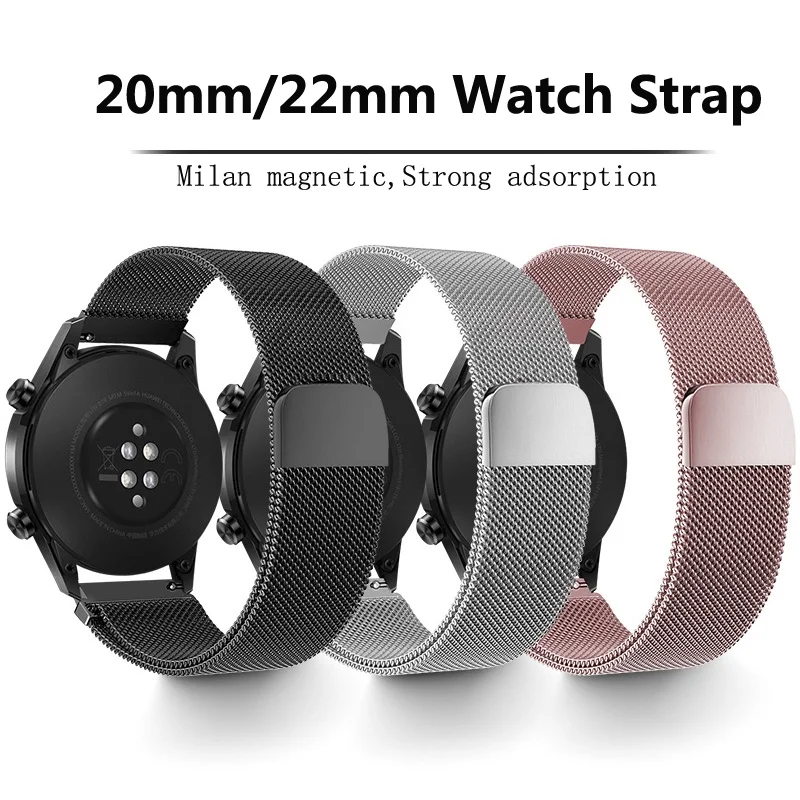 

20mm 22mm Strap for Huawei Watch GT 3 46mm GT3 42mm GT Runner GT 2 Magic Pro Stainless Steel Milanese Metal Watch Band