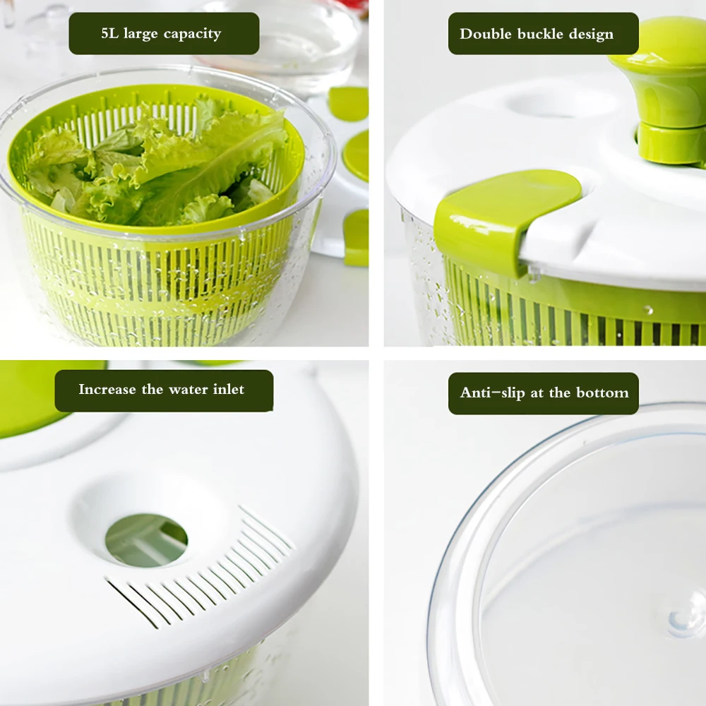 1pc Salad Spinner With Food Grade Material Bowl,Large Manual Salad And  Vegetable Washer,Rotating DryerHousehold Fruit Dehydrator - AliExpress