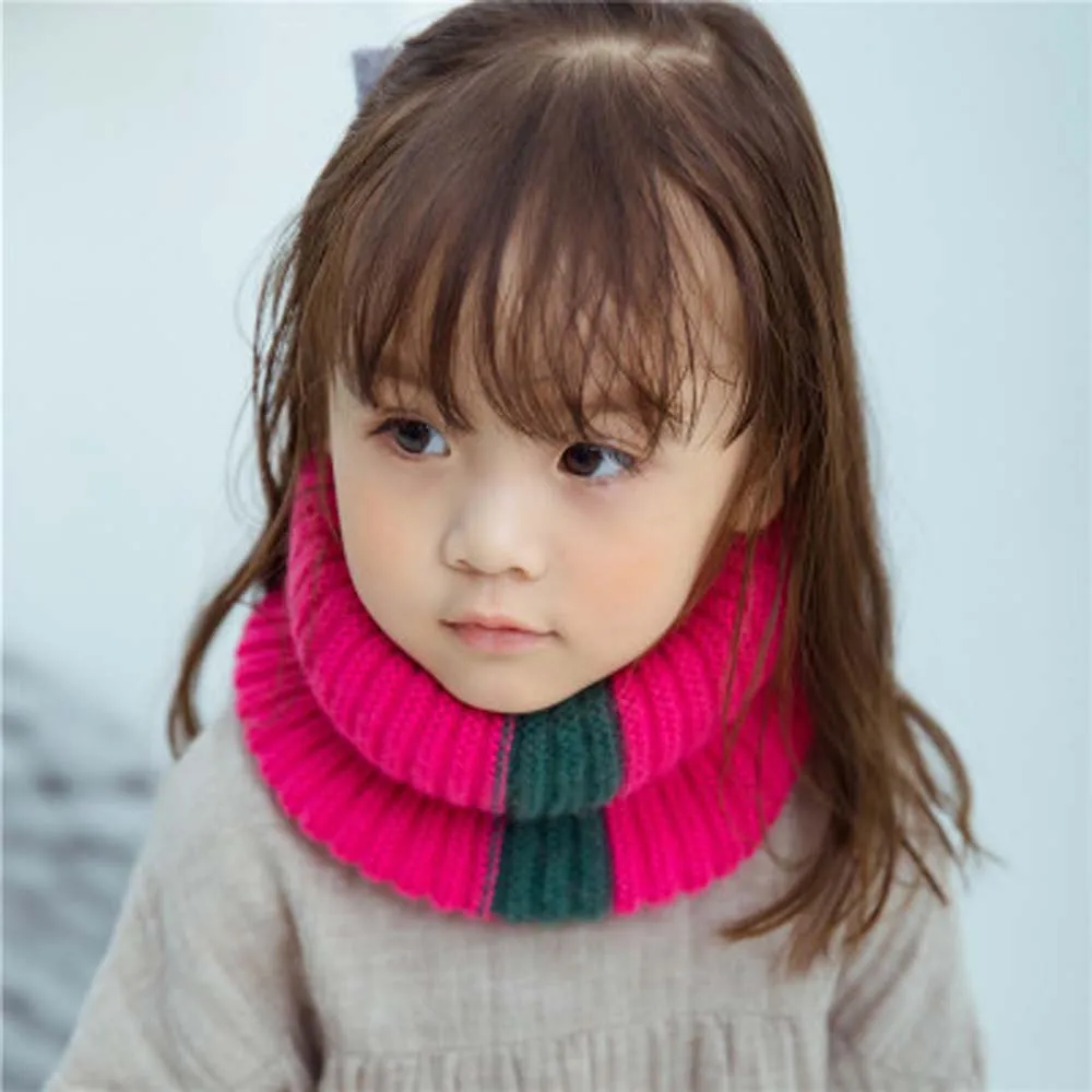 Autumn Winter Girls Boys Knitted Scarf Baby Kids Snood Ring Infinity Tassel Scarfs Loop Neck Circle Warm Scarves Neckerchief