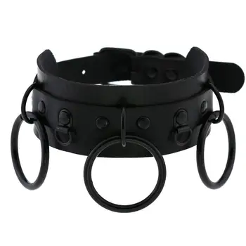 

DIEZI 16 Colors Harajuku Cosplay Black Big Circle O Shape PU Leather Choker Statement Necklaces For Women Jewelry Fashion 2020