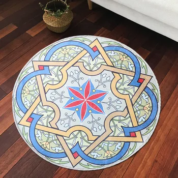 

Kid's Room Geometry Crystal Velvet Round Carpet Home Kitchen Bathroom Comfortable Non-slip Soft Land Mat Chair Door Floor Rug